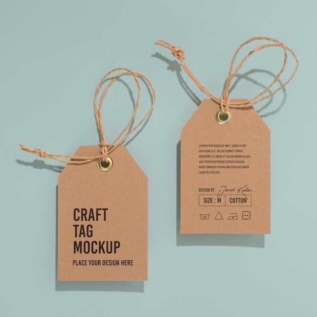 PSD paper craft tag mockup design