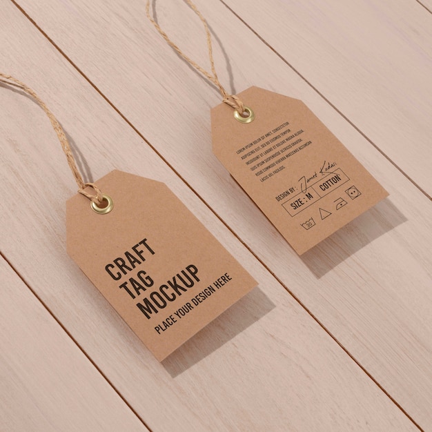 PSD paper craft tag mockup design