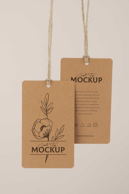 Paper craft tag mockup design