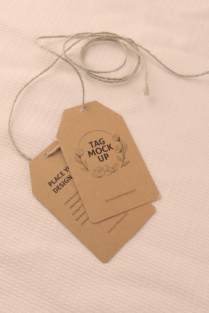 PSD paper craft tag mockup design