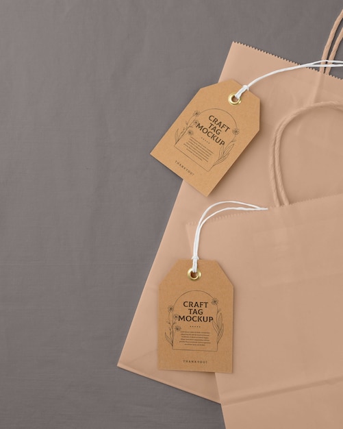 PSD paper craft tag mockup design