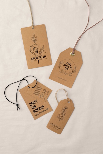 PSD paper craft tag mockup design