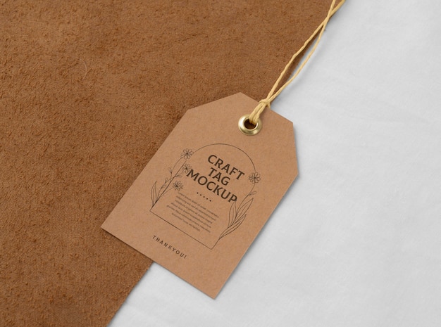 PSD paper craft tag mockup design