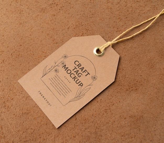 Paper craft tag mockup design