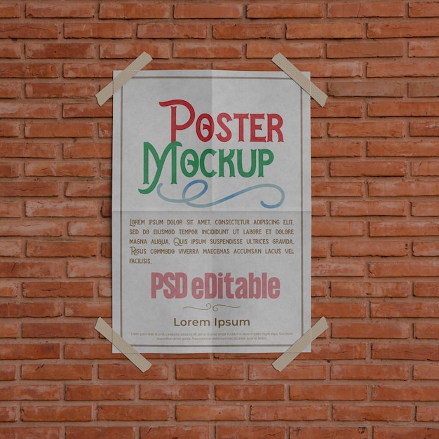 PSD mockup di poster sbriciolato di carta