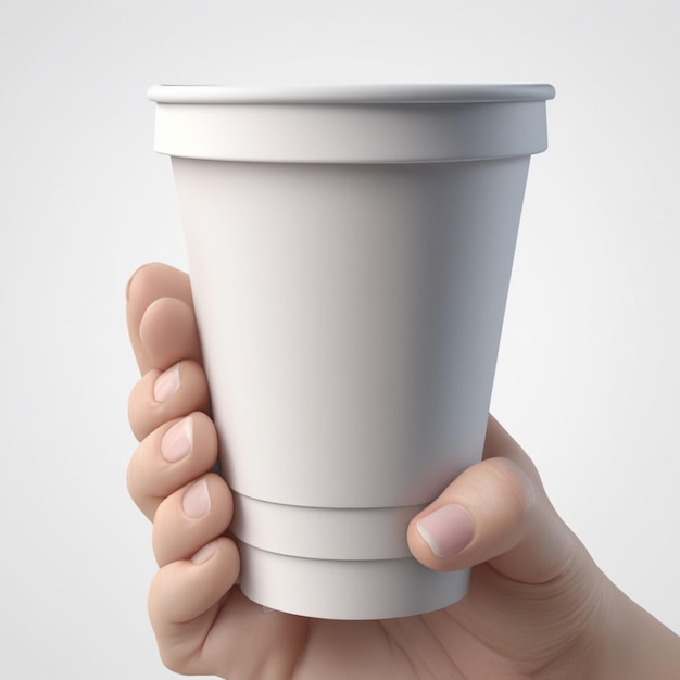PSD paper cup in hand psd on a white background