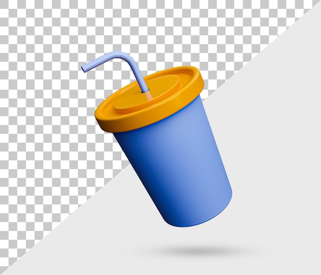 Paper cup icon disposable cup with straw for soft drink beverage package mockup design for branding