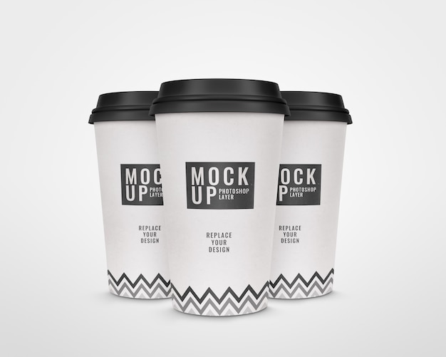 PSD paper cup mockup realistic 3d rendering