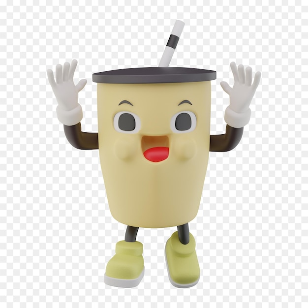 紙カップ ソフトドリンク キャラクター 2つの手を上げる