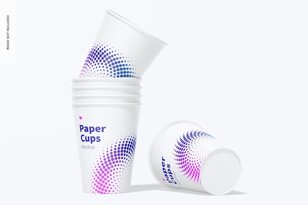 Paper cups mockup, stacked