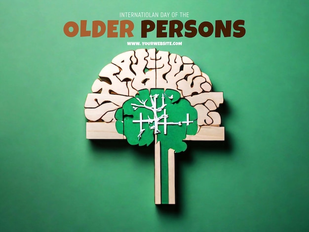 PSD エンセファログラフィーの紙切りポスター 脳と緑の背景の木製の十字架 エピレプスの意識