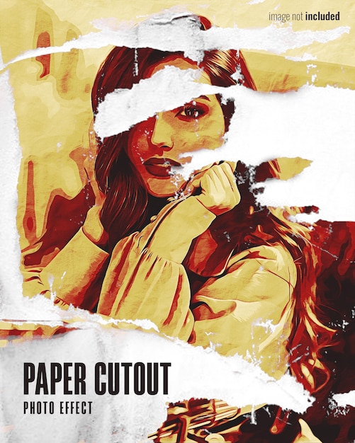 Paper cutout retro poster style photo effect