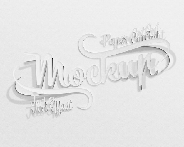 PSD paper cutout text effect mockup