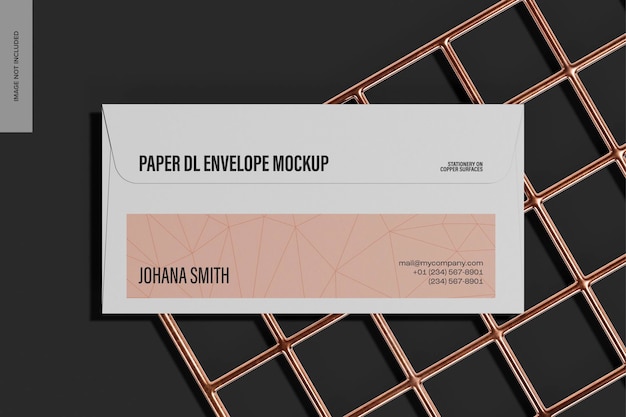 Busta di carta dl mockup, vista dall'alto