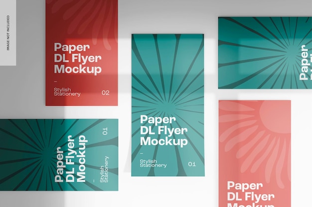 PSD paper dl flyers mockup, mosaic