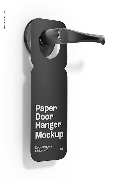 Paper door hanger mockup left view