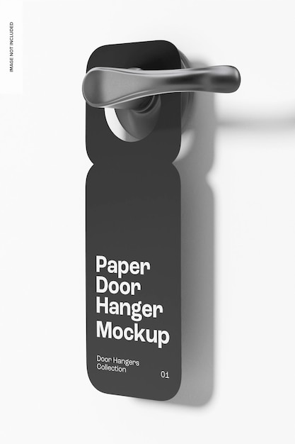 PSD paper door hanger mockup, right view