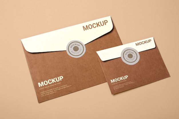 Paper envelope mock-up design with sticker