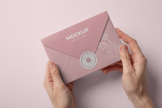 PSD paper envelope mock-up design with sticker