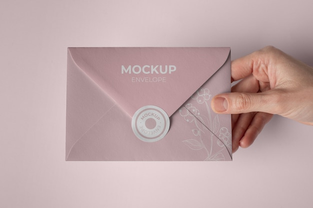 PSD paper envelope mock-up design with sticker