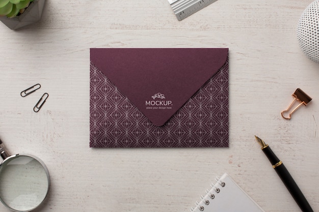 Paper envelope mock-up with magnifying glass