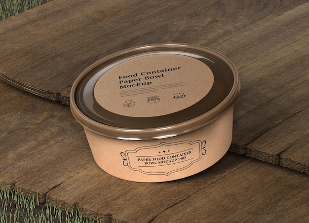 Paper food container bowl mockup