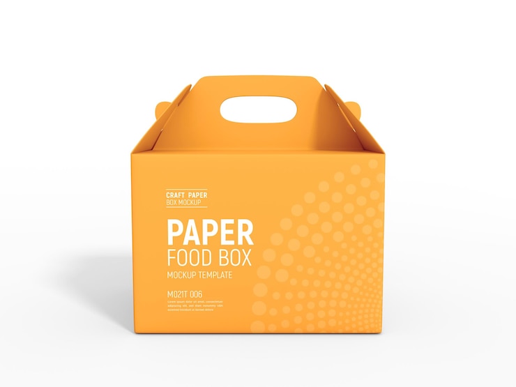 PSD paper food delivery box packaging  mockup