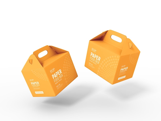 PSD paper food delivery box packaging  mockup