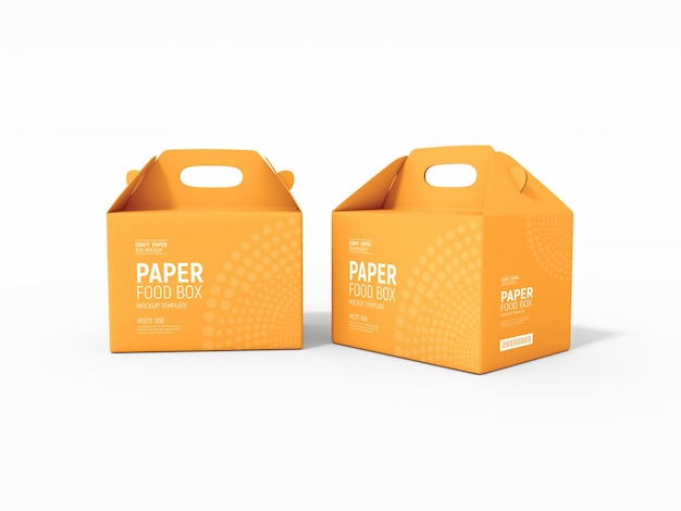 PSD mockup di imballaggio per scatola di consegna di cibo di carta