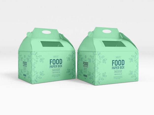 Paper food delivery box packaging mockup