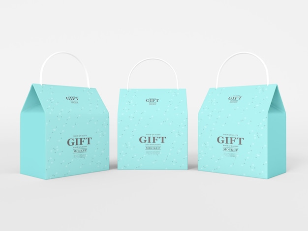 PSD mockup di imballaggio per sacchetti regalo di carta