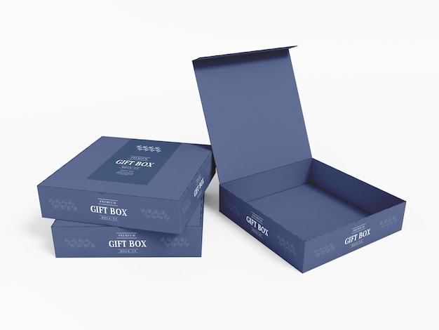 Paper gift box with cover mockup