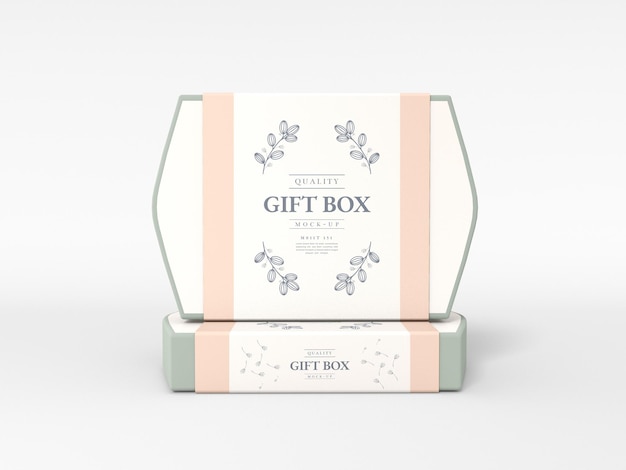 Paper gift box with cover mockup