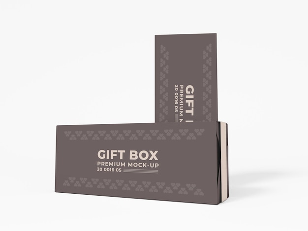 Paper gift box with cover mockup