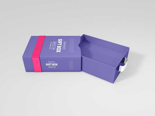 paper gift box with cover sleeve mockup
