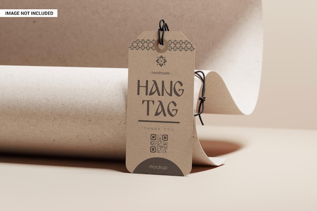 PSD paper gift tag with rope mockup