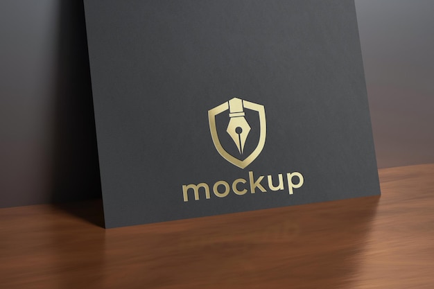 Paper on glossy wood mockup