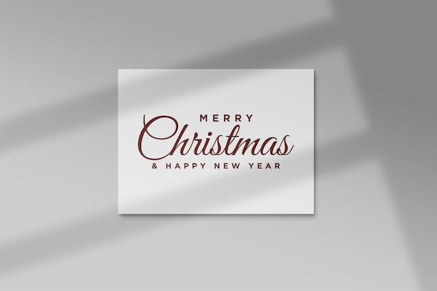 Paper greeting card envelope mockup christmas elements with shadow