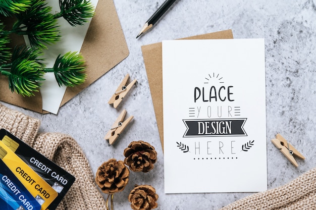 Paper greeting card psd mockup