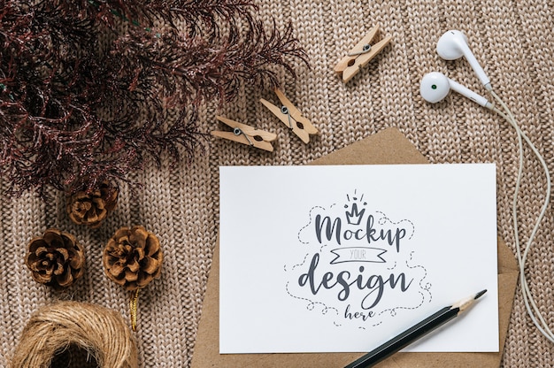 Paper greeting card PSD mockup