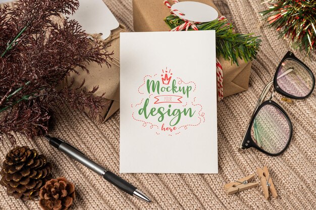 Paper greeting card PSD mockup