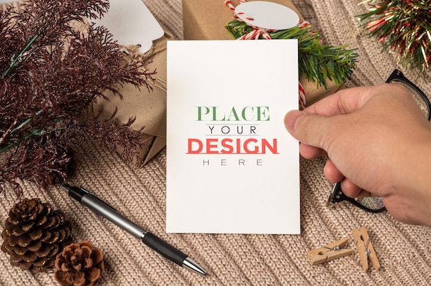 Paper greeting card psd mockup