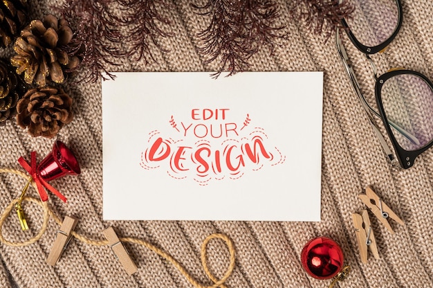 Paper greeting card psd mockup