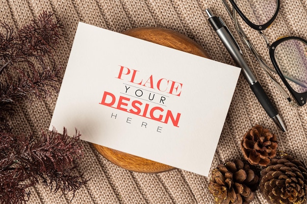 Paper greeting card PSD mockup