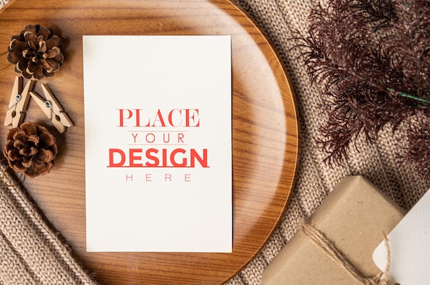 Paper greeting card PSD mockup