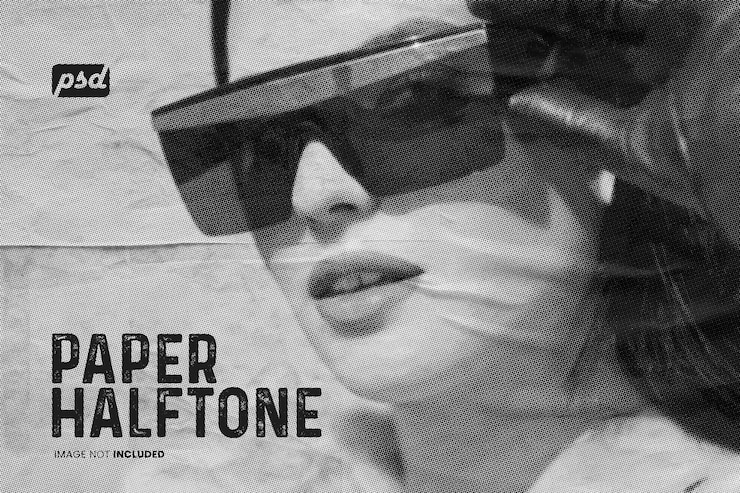 PSD paper halftone photo effect