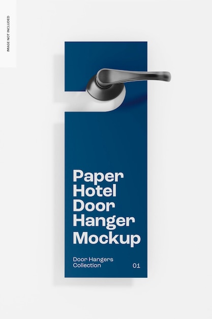 PSD paper hotel door hanger mockup front view