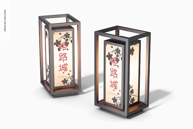 PSD paper japanese lamps mockup