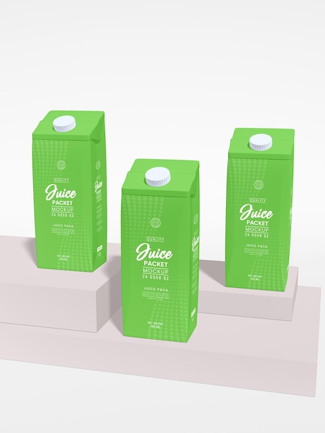 Paper juice carton packaging mockup