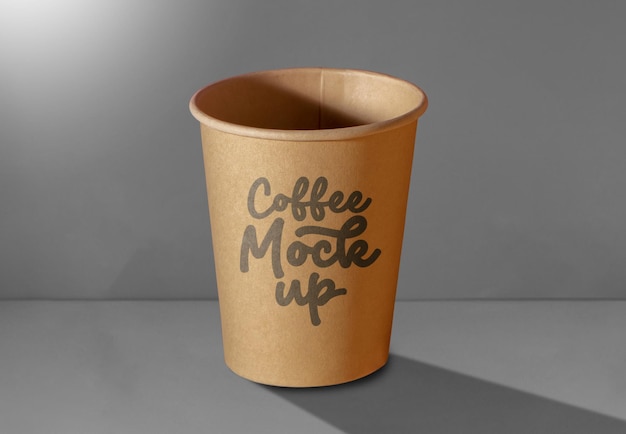 paper Kraft coffee cup mockup. Kraft cup mockup